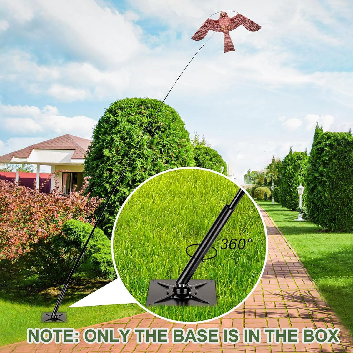 Bird Repeller Universal Base Protects Plants from Birds by Placing a Kite with a Pole on Top of The