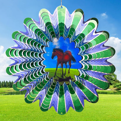 Animated Horse Wind Spinner | 3D Kinetic Hanging Wind Spinners & Sculptures, Garden Decoration Yard