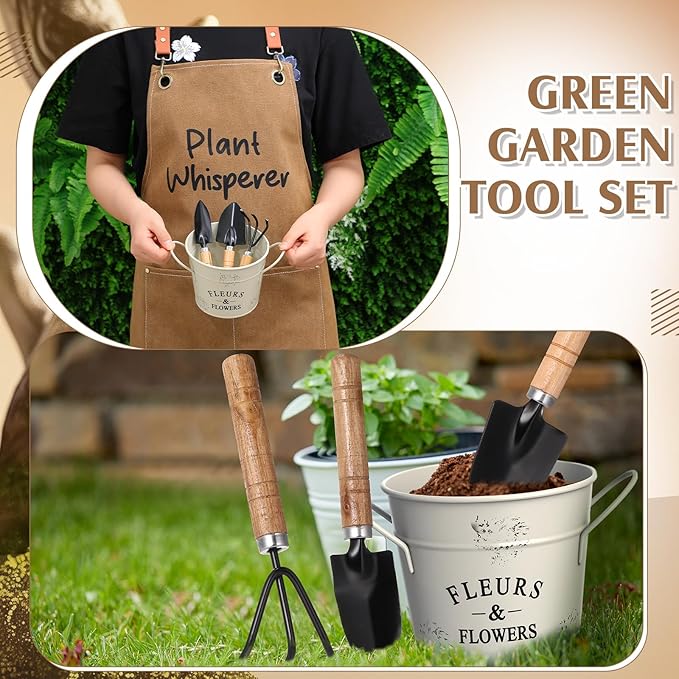 Tarpop Garden Tool Set Plant Whisperer Gardening Gifts for Women, 7 Piece Vegetable Planting Tool