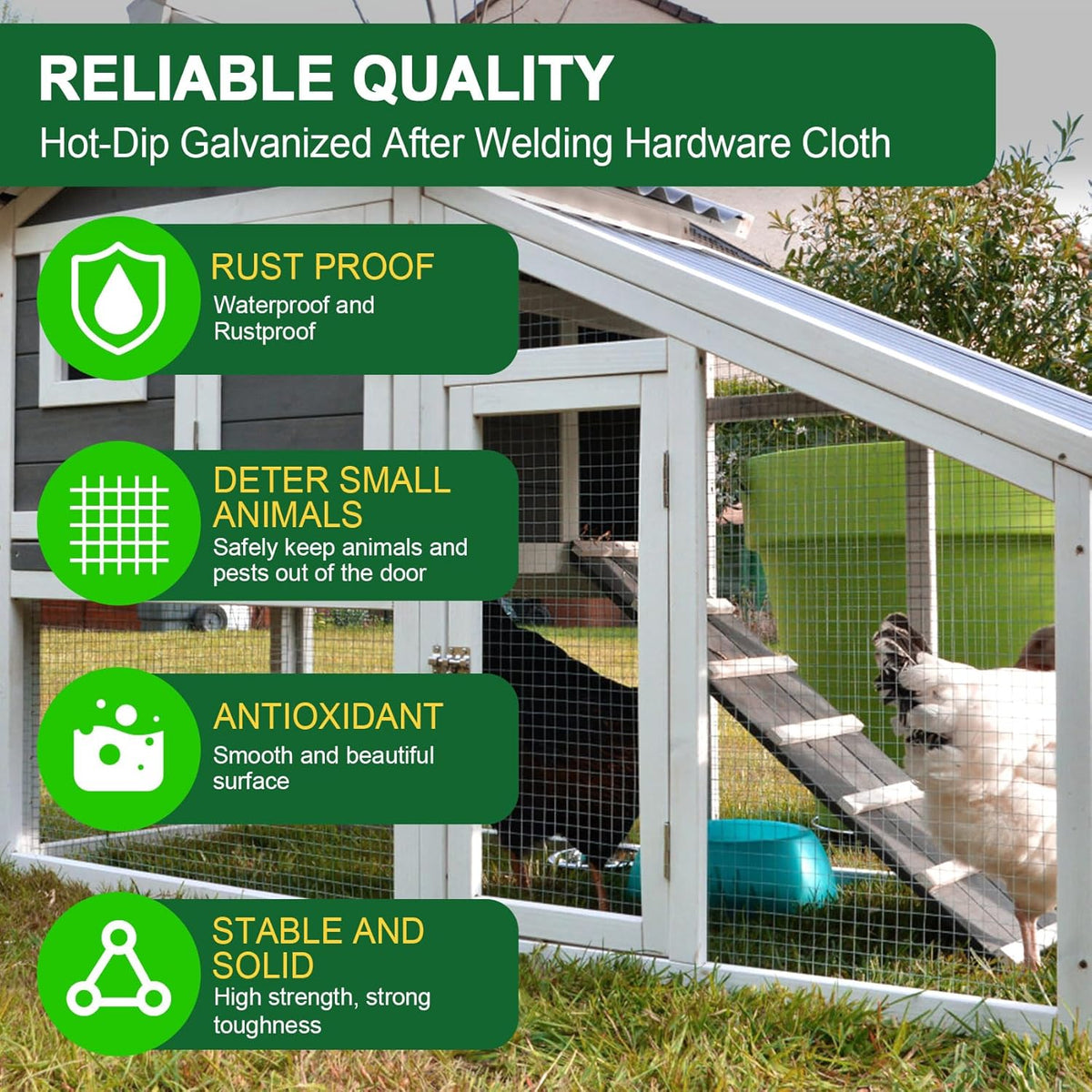 HOPERAN Hardware Cloth 1/2 Inch 36 x 50 ft - 19 Gauge Chicken Wire Fencing, Galvanized Wire Mesh