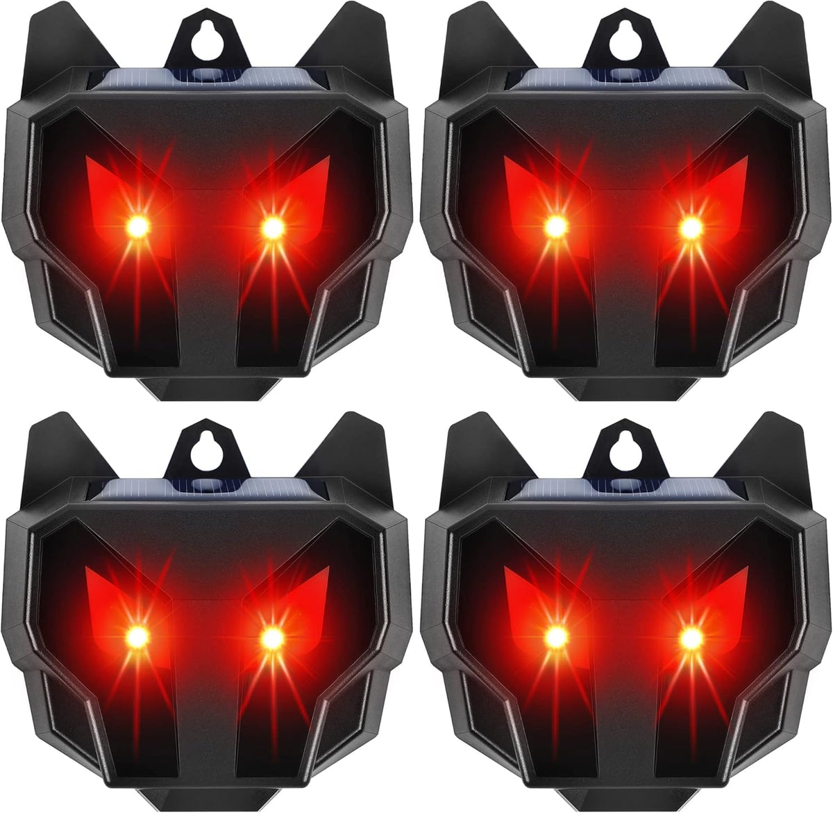 Solar Animal Repellent, Set of 4 Predator Eyes Animal Deterrent Sentinels with Red LED Blinking