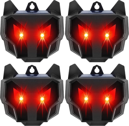 Solar Animal Repellent, Set of 4 Predator Eyes Animal Deterrent Sentinels with Red LED Blinking