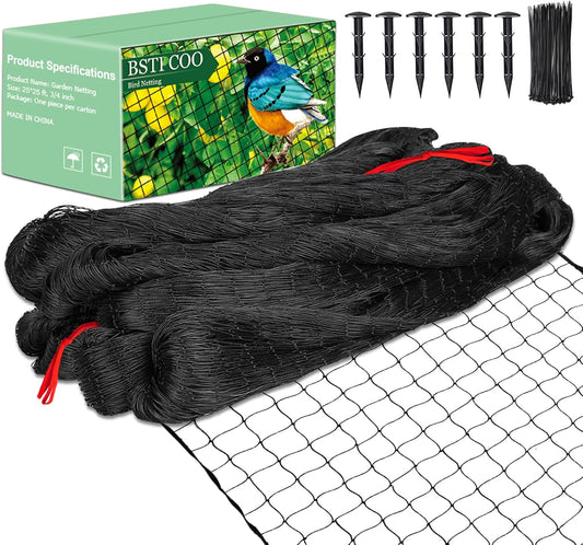 25'x25' Bird Netting for Chicken Coop, Nylon 3/4" Mesh Poultry Netting Chicken Net Roof Hawk