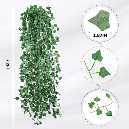 60 Pack 420 Feet Vines,Ivy,Ivy Garland,Fake Ivy,Fake Leaves,Ivy Vines,Artificial Vines,Green