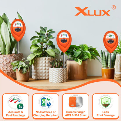 XLUX Orange 2 Pack Soil Moisture Meter, Garden Lawn Indoor Outdoor Use, Battery-Free
