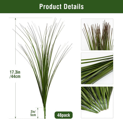 48PCS 17.3" Fake Plants Artificial Wheat Grass Greenery Plastic Plants Fake Grass Artificial Plants