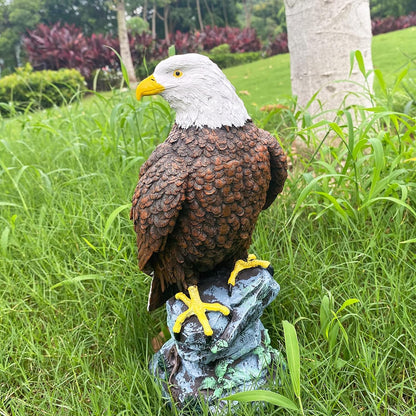 Garden Decor Sculptures Statues Outdoor, Stunning Bald Eagle Stand on Stone Christmas Animal