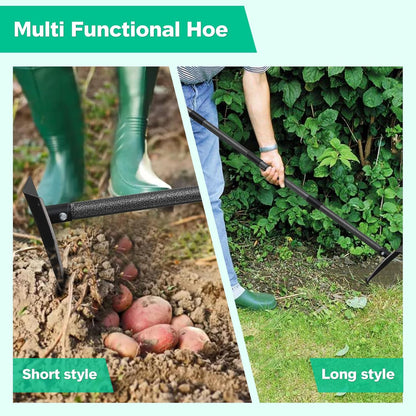 Garden Hoe, Heavy Duty Trenching Hoes with 60 Inch Long Handle, Sharp Edge Triangle Weeding Hoe