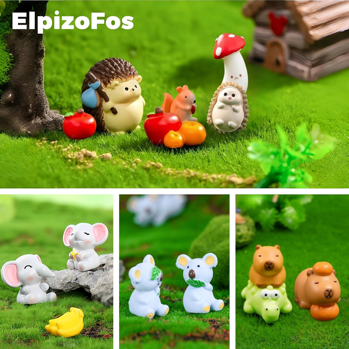 100pcs Various Mini Resin Animals Figurines Miniature Figures Ornament Fairy Garden Accessories