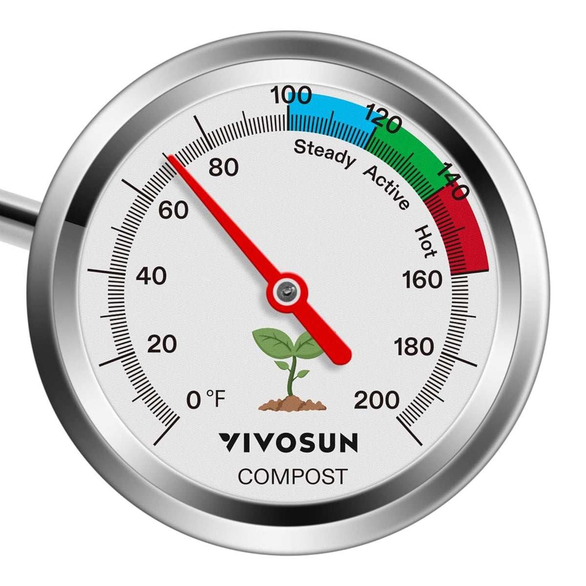 VIVOSUN Compost Thermometer, 20 Inch Backyard Soil Thermometer with Stainless Steel Dial for