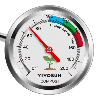 VIVOSUN Compost Thermometer, 20 Inch Backyard Soil Thermometer with Stainless Steel Dial for
