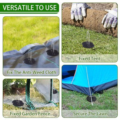 100Sets Garden Stakes Staples and Fixing Gaskets 6 Inch U Shaped Heavy Duty Lawn Staples 11 Gauge