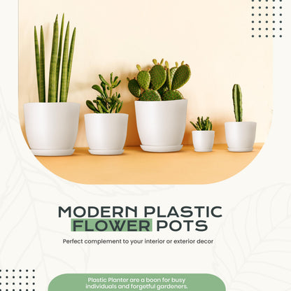 Plant Pots Indoor with Drainage, 10 Pack Multi-Size Planters Set, White