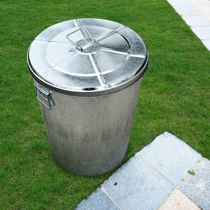 Plexon 20 Gallon Metal Trash Can with Lid Outdoor Galvanized Steel Large Garbage Can