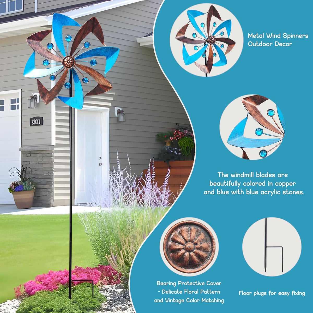 Wind Spinners Outdoor, 10 inch Wind Sculptures & Spinners, Metal Kinetic Wind Spinner, Decorative