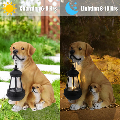 Garden Dog Statues Outdoor Decor, Solar Lights Outdoor Labrador Figurine Solar Dog Ornaments for