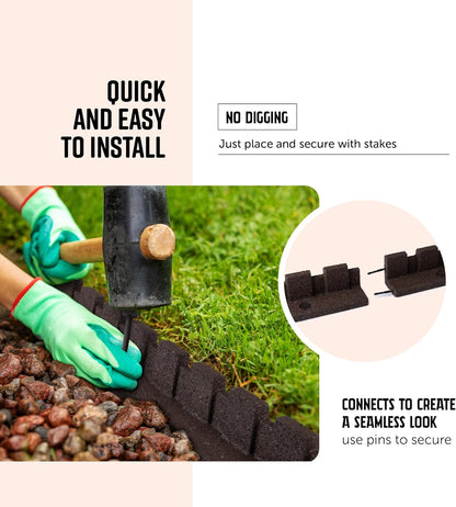 Playsafer L-Shaped Flexible Rubber Castle Edger for Lawns Landscaping and Playgrounds | Easy No Dig