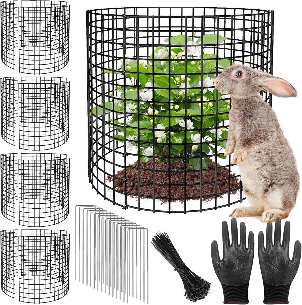 5 Pack Plant Protector from Animals, 13x12 inch Wire Plant Cages Mesh Plant Cage Garden Plant