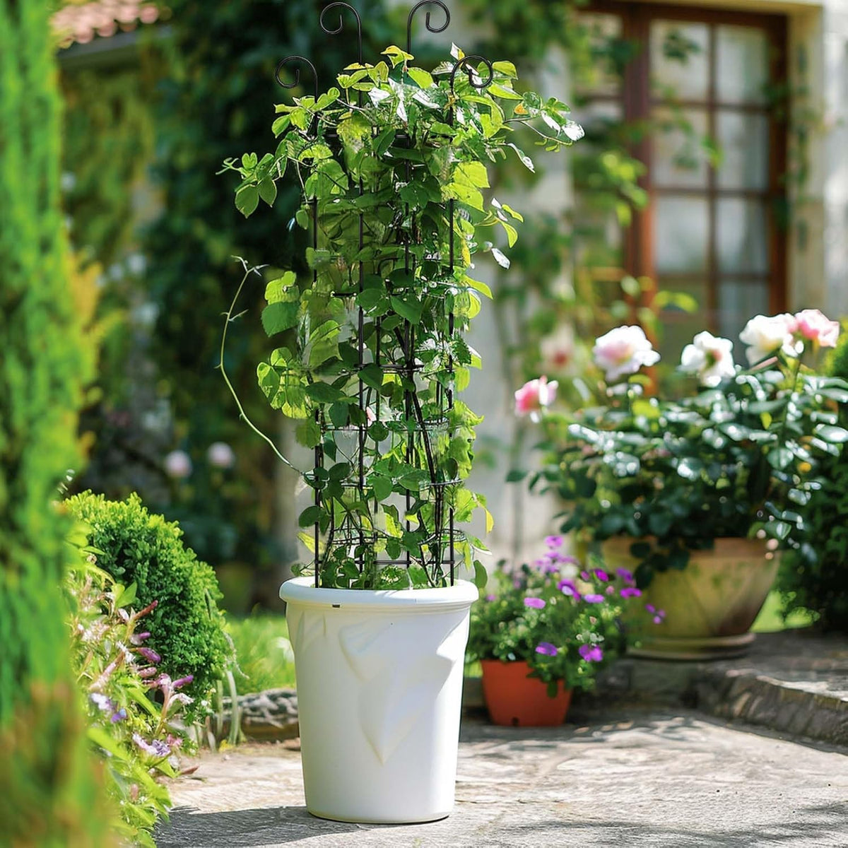 4 Pack 32 Inch Plant Trellis Outdoor Metal Trellis for Climbing Plants Indoor Garden Trellis for