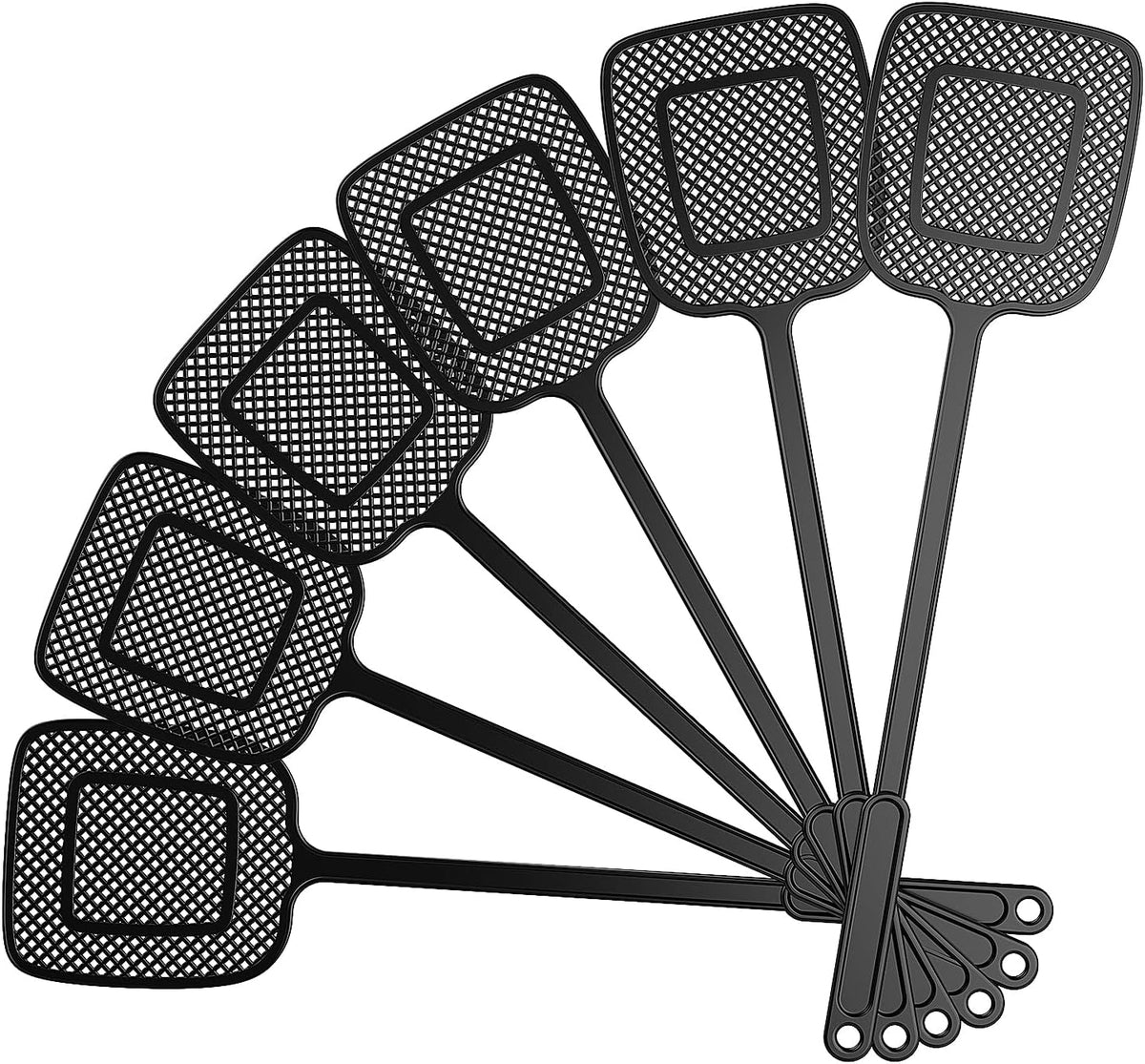 MR.SIGA Heavy Duty Long Handle Fly Swatter, Black, 6 Pack