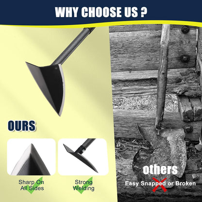 Professional Triangle Hoe with Detachable Shaft - Extra Wide 9.5" Sharpened Blade for Farm/Garden