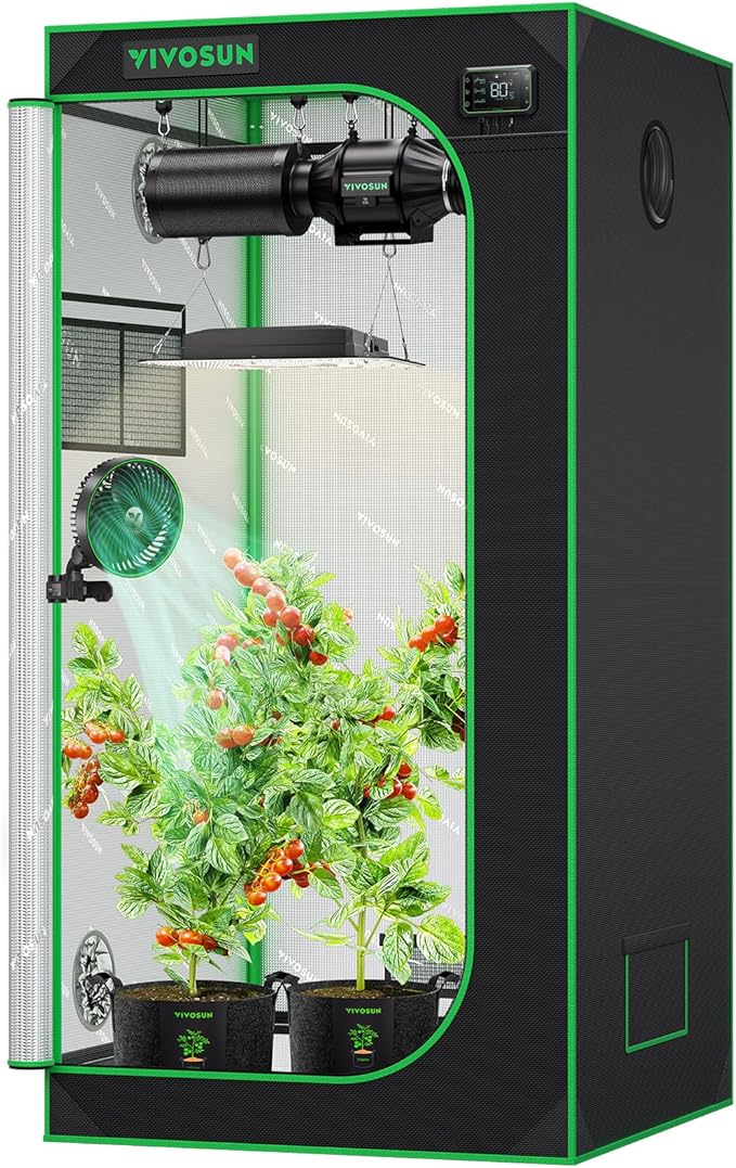VIVOSUN S276 32"x32"x63" Grow Tent, High Reflective Mylar with Observation Window and Floor Tray
