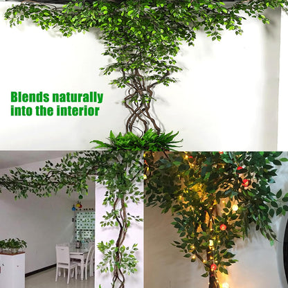 GTIDEA 24PCS Artificial Ficus Leaves Branches Faux Ficus Tree Branches Artificial Greenery Silk