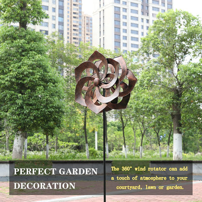 WONDER GARDEN Wind Spinner - Wind Spinners Outdoor, Outdoor Metal Windmills, 4.4 Ft Retro Brown