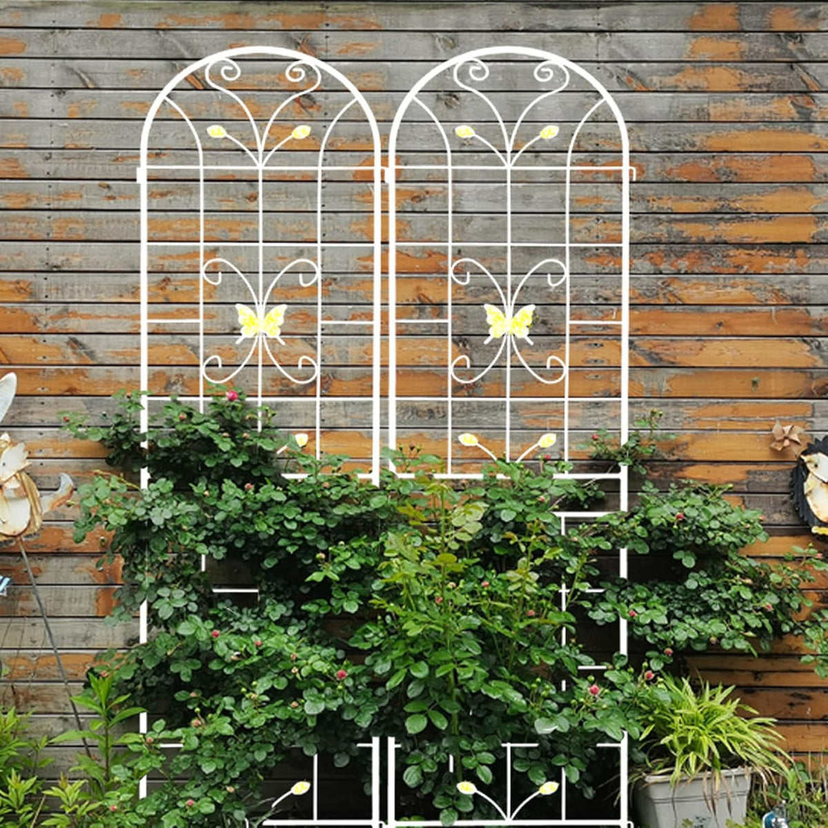 2 Pack Metal Garden Trellis 86.7" Black Fence Rustproof Garden Trellis for Climbing Plants Support