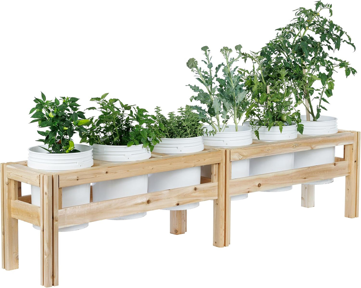 Greenes Fence Six Bucket Elevated Cedar Wood Garden Frame, 84 in. x 16 in. x 20 in. - Made in USA