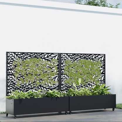 Casaphoria 47"x47" Metal Raised Garden Bed with Trellis(2 Pack), Outdoor Planter Box with Wheels &