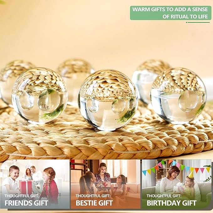 8pcs Clear Crystal Glass Balls 40mm Transparent Quartz Decorative Spheres for Home Table Decor