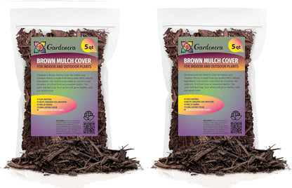 Gardenera Brown Mulch - Retain Moisture and Suppress Weeds for a Thriving Landscape - 10 QUARTS