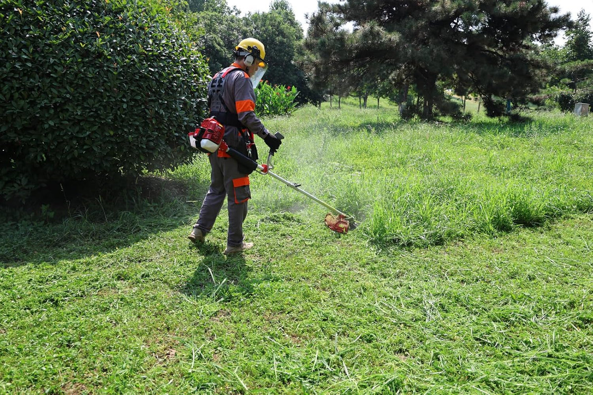 2-Stroke Gas Brush Cutter Pro-Grade String Trimmer EPA Compliant Orange Heavy-Duty Weed Eater Lawn