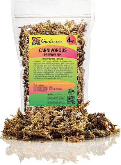 GARDENERA Sphagnum Moss Potting Mix for Carnivorous Plants, Moss and Perlite Blend for Potting
