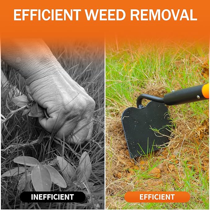 VNIMTI Garden Hoe Tool, Heavy Duty Hoe Garden Tool, Garden Hoe for Weeding with Long Fiberglass