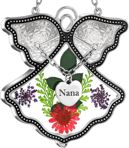 KY&BOSAM Angel Suncatcher Nana Stained Glass for Windows Hangings Wind Chime Home Decor with