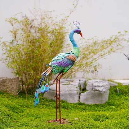 Nacome Metal Peacock Statues for Garden Decor: Outdoor Sculptures Clearance Lawn Ornaments for