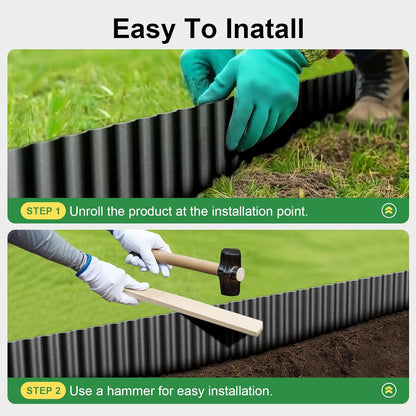 Land Guard Corrugated Garden Edging Border, 6"×25' Landscape Paver Edging, Tall Landscape Edging