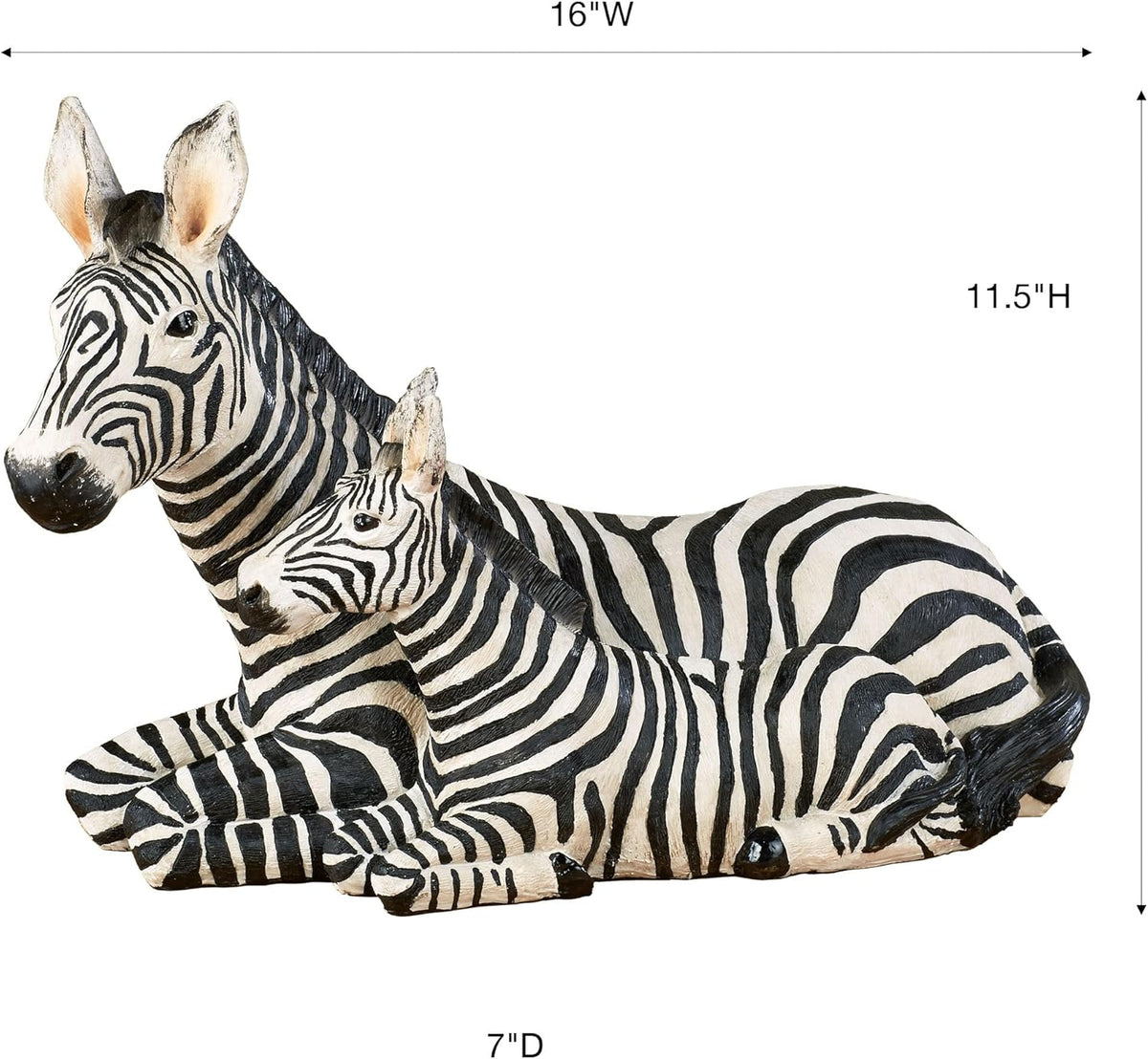 Touch of Class Zebra and Foal Table Sculpture - Resin - Black, White - African Safari Collectible