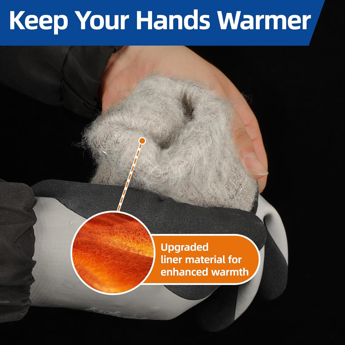 Schwer 2 Pairs 100% Waterproof Winter Work Gloves, ANSI A2 Cut Resistant Freezer Gloves for Outdoor