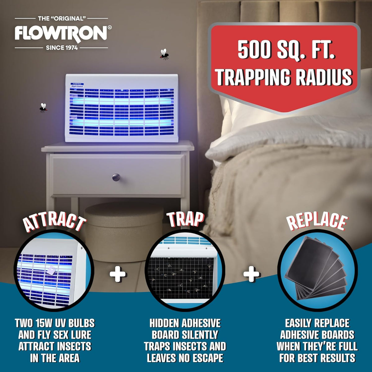 Flowtron Portable Indoor Fly Trap| Electric Insect Killer for Flies & Gnats with Dual Lure Method