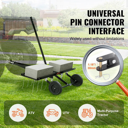 VEVOR Tow Behind Dethatcher, 40-inch Tow Dethatcher with 20 Spring Steel Tines, Lawn Dethatcher