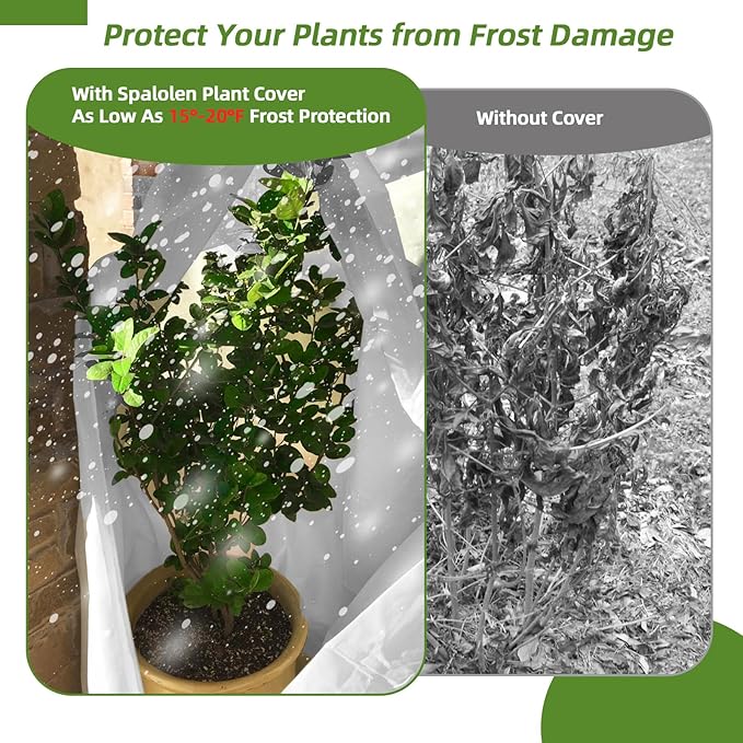 2 Pack Plant Covers Freeze Protection, 40"W x 45"H Winter Frost Blanket 2.36 oz/yd² Fabric Frost
