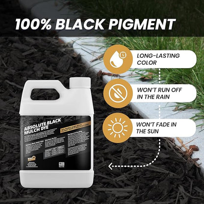 32oz Absolute Black Mulch Dye - Covers up to 2,500 sq. ft., Liquid Mulch Dye Black, Premium Color