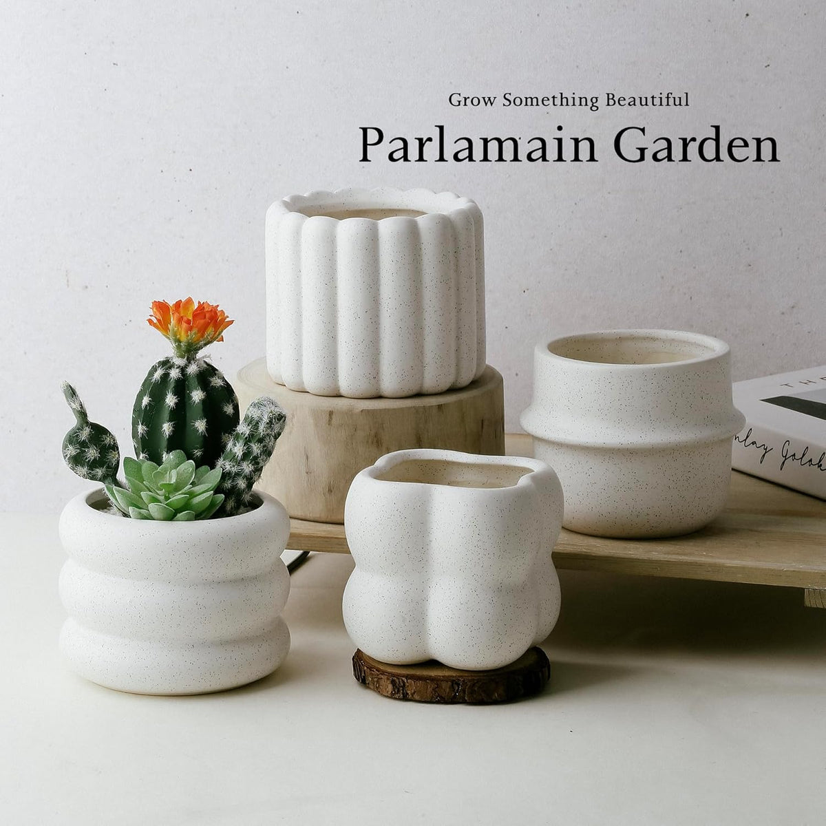 Ceramic Succulent Pots Set of 4 Small Planters for Indoor Plants 4x4 Inch Decorative Plant Pots