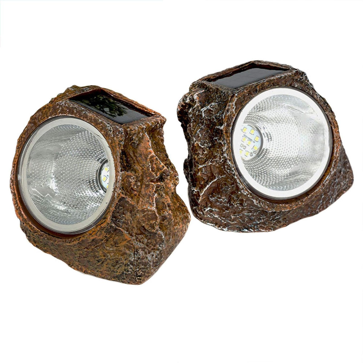EiGreen Solar Garden Rock Lights Outdoor, 2 Pack 10 LED Waterproof Solar Powered Rock Light，