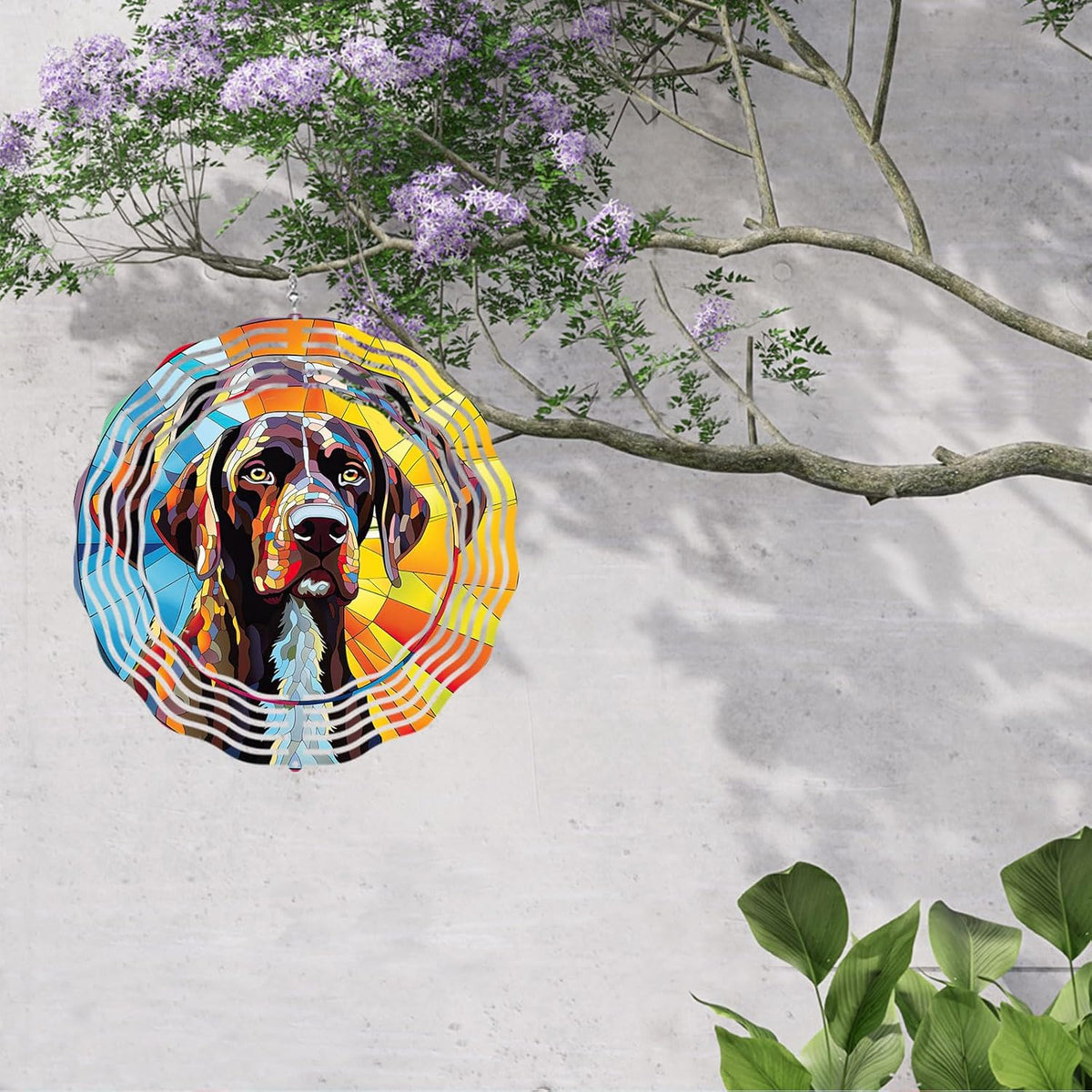 German Shorthaired Pointer Dog Wind Spinners Outdoor Dog Memorial Gifts, 3D Metal Kinetic Hanging