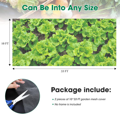Unves 2 Pack 10x33 FT Garden Netting, Mosquito Net for Garden Protection