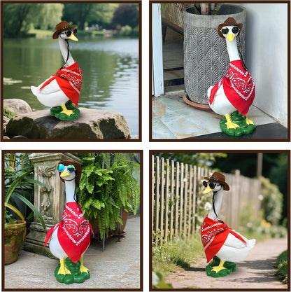 Porch Goose Statues with Outfits, 20 "Large Goose Porch Figurine Decor, Funny Porch Goose